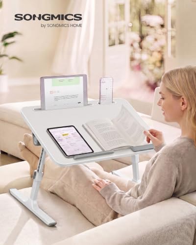 SONGMICS Laptop Bed Desk, Adjustable Lap Desk for Bed with 8 Heights