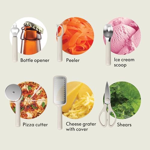 bella 7 Piece Modular Gadget Set, Non-Toxic Silicone, Oatmilk