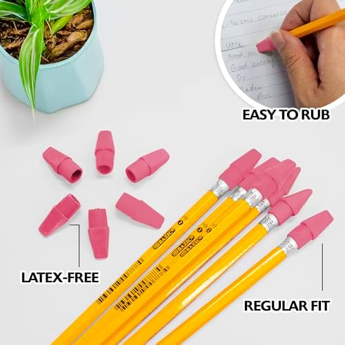 BAZIC Products Pink Pencil-Top Eraser Caps, 20 Count, 2-Pack