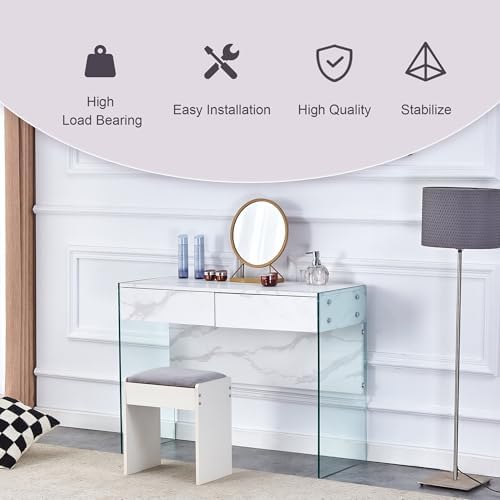 White Environmental Protection Minimalist Dresser, Desk, Desktop Computer Desk, with Double Drawer Storage Space, Simple Home, Perfect for Various Styles of Home Environment.