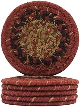 Homespice Highland Jute Braided Coasters for Cabin Decor, Round 4" Set of 6