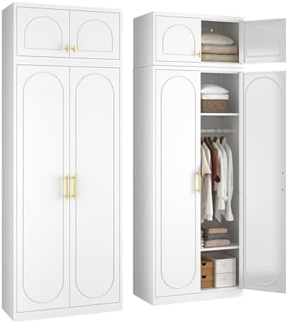 SteeLoong Metal Wardrobe Cabinet,Armoire Wardrobe Closet with Hanging Rod