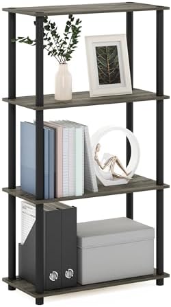 Furinno Turn-N-Tube Toolless 4-Tier Storage Shelves, French Oak