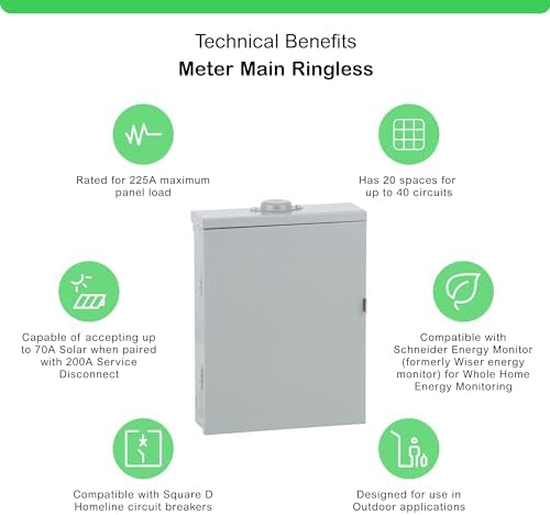 Square D - HOM2040M200PRB Homeline 200 Amp 20-Space 40-Circuit Outdoor Main Breaker Load Center (Plug-on Neutral Ready),