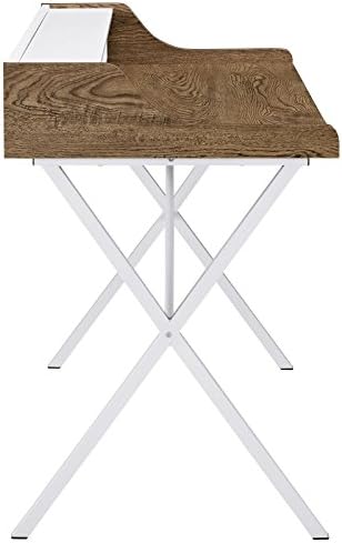 Modway Bin Contemporary Modern Writing Desk With Storage Cubbies in Walnut