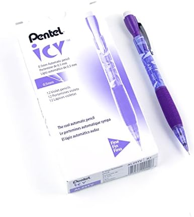 Pentel Icy Automatic Pencil, (0.5mm), Violet Barrel, Box of 12 (AL25TV)