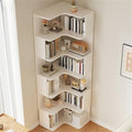 Vertical Lumber Wall Corner with 6 Shelves/5 Shelves & Closed Back Bookshelf Rack Floor Student Corner Cabinet Wall Multi-Layer Storage Cabinet Bookcase White 24" L x 24" W x 75" H