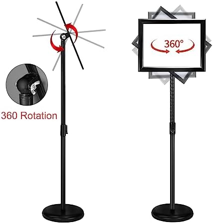 IN WHICH BAY-Adjustable Heavy Duty Poster Sign Holder Stand Floor Sign Stand Aluminum Snap Open Frame for 8.5 x 11 inches both Vertical and Horizontal view Displayed Used for Living and Business(Black)