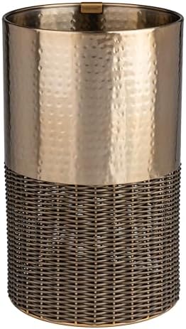 happimess Asher 4.13 Gal Faux Wicker Cylinder Waste Basket, Bronze/Coffee