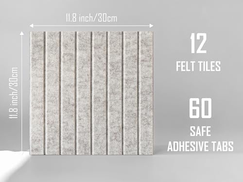 Slated Felt Bulletin Board Tiles | Cork Board Alternative for Walls | Wall Panels for Office & Home Decor | Aesthetic Pinboard & Photo Board | 12-Pack (11.8" x 11.8") with Adhesive | Barista