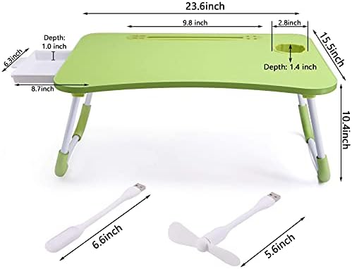 Slendor Bed Desk for Laptop and Writing with Storage, Cup Holder, Light