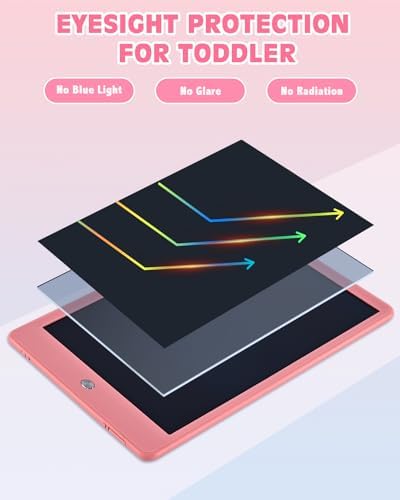 PINKCAT LCD Writing Tablet, Doodle Board Toys Gifts for 3-8 Year Old Girls Boys, 10 Inch Mess Free Coloring Books, Drawing Pad for Kids, Gifts for Toddler Christmas Stocking Stuffers Travel, Baby Pink