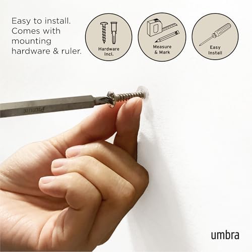 Umbra Flip Coat Rack, Wall Mount Retractable Hooks, 3-Hook, White/Nickel