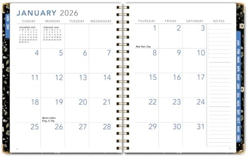 LARGE PRINT HARDCOVER 2026 Planner, 8.5"x11": 14 Months (November 2025 - December 2026), Daily Weekly Monthly Planner, Yearly Agenda, Bookmark, Pocket Folder and Sticky Note Set (Primrose)