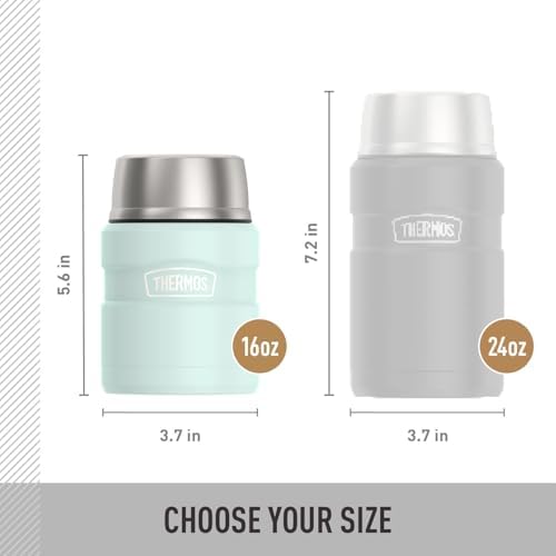 THERMOS Stainless King Food Jar with Spoon, 16oz, Matte Light Blue