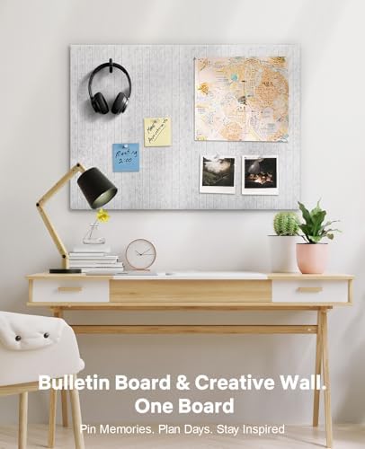 48" x 36" Large Cork Bulletin Board Tiles, Peel and Stick Felt Wall Panels for Vision, Message Center, Picture and Prayer Board for Office, Dorm, Room and Desk Decor(Gray)