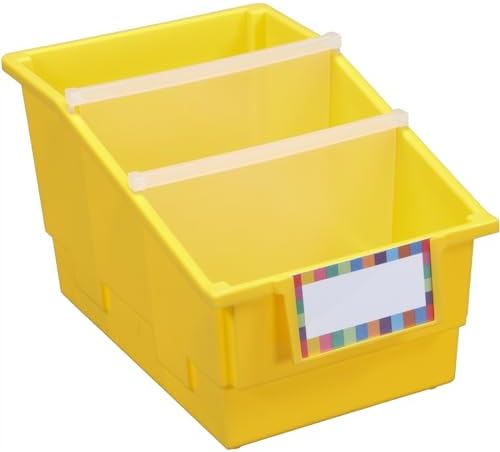 Really Good Stuff Yellow Chapter Book Classroom Library Bins with Dividers