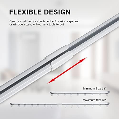 SOLOKOS 33-59 in Adjustable Ceiling Curtain Track, Room Divider, White