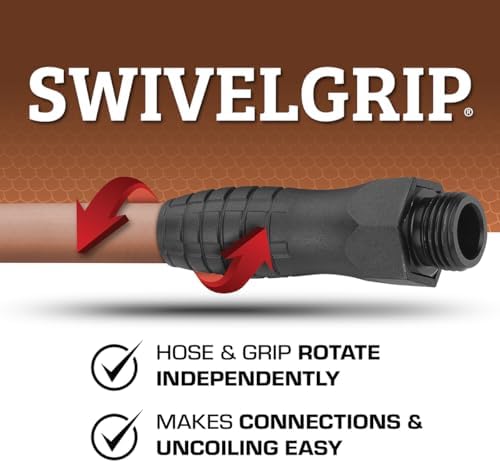 Flexzilla Colors SwivelGrip Garden Hose 5/8 in. x 50 ft., Lightweight All-Weather Water Hose, Durable and Flexible, Leak-Free Connections, Red Clay