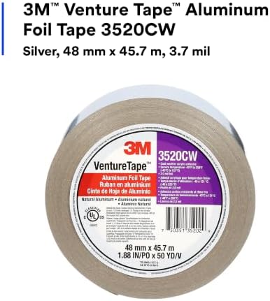 3M Venture Tape Aluminum Foil Tape 3520CW, Silver, 48 mm x 45.7 m, 3.7 mil