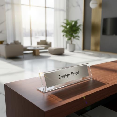 Azar 112703 8-Inch Width by 2-Inch Height Horizontal Name Plate Acrylic Sign Holder, 10 Count