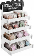 HOTCAN Wooden Cookie Display Stand with Chalkboard Sign for Bakers, Vendors, Craft Fairs | Pastry Display for Market Booths & Events | 4 Tiered Cookie Display for Muffins, Cakes, and Pastries (White)
