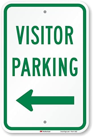 SmartSign "Visitor Parking" Sign with Left Arrow | 12" x 18" 3M Engineer Grade Reflective Aluminum