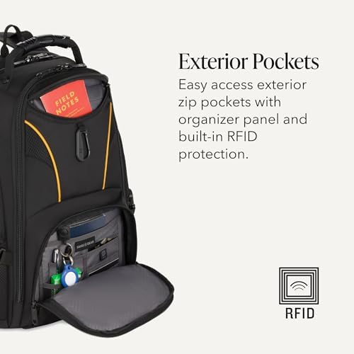 SWISSGEAR 1900 ScanSmart Laptop Backpack, Fits Most 17-Inch Laptops, TSA-Friendly Lay-Flat Design, RFID Protection, and Tablet Pocket, Black, 31L, 18.5-Inch
