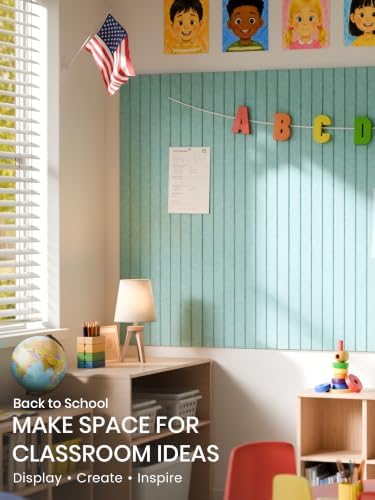 Bumusty 48"x 36" Large Felt Bulletin Board Tiles, Aqua Blue