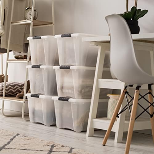 IRIS USA 6-Pack 32 Quart Storage Bins with Lids, Pearl