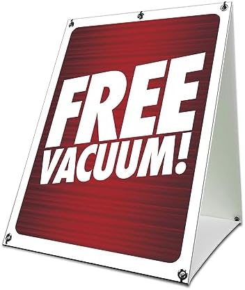Free Vacuum 24" x 36" A-Frame Sidewalk Sign| Advertise Your Business | Images On Both Sides | Car Wash Vac Automaric Detailing | Made in The USA