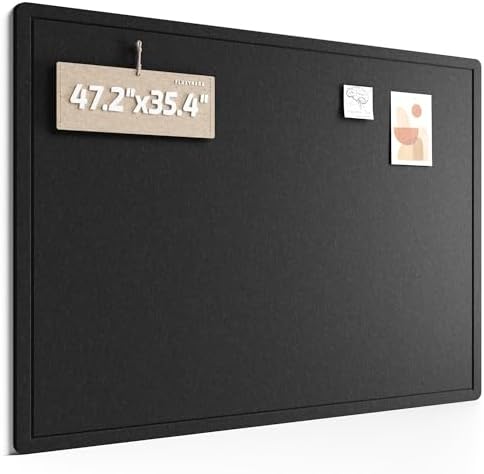 Fluxynara 47.2" x 35.4" Large Bulletin Board, Black