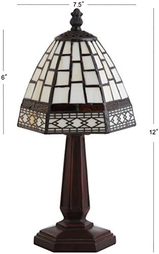 JONATHAN Y Carter Tiffany Style Stained Glass Table Lamp 12", Ivory/Cream