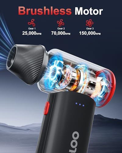 GOOLOO F3 Compressed Air Duster, 150000RPM Ultra-Power PC Air Duster