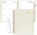 SUNEE 2027 Weekly & Monthly Planner 9"x11.2"- 12 Month (January 2027 - December 2027), Vegan Leather Cover, Pocket, Bookmark, Notes, Monthly Tab, Beige