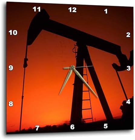 3dRose Wall Clock Silent - 15 inch - Industry, Oil rig, Tulsa, Oklahoma - US37 BBA0002 - Bill Bachmann - Industry