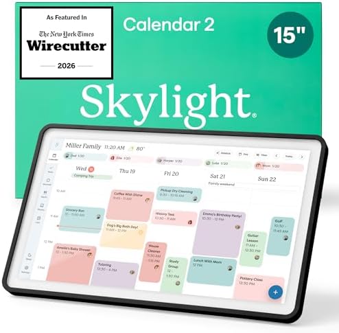Skylight Calendar 2 – 15" Touchscreen Digital Calendar, Classic, Black