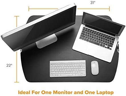 Bostitch Office Sit Stand Desk Converter, Height Adjustable Workstation Riser, Includes Wireless Charging Pad, Black (STND-3122BK)