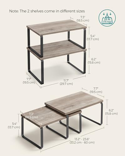 SONGMICS Cabinet Organizer Shelf, Set of 4 Spice Rack, Kitchen Storage