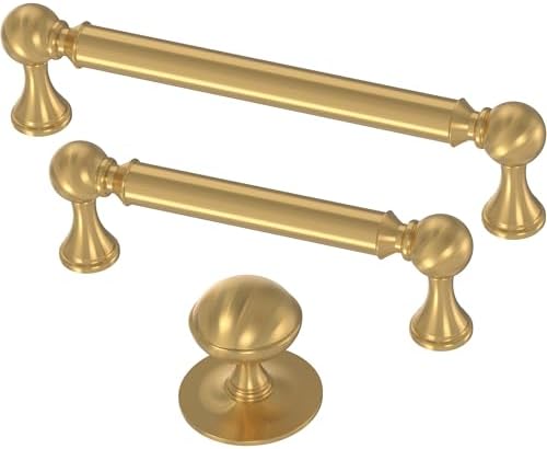 Franklin Brass 10 Pack Modern Gold Cabinet Handles 5-1/16 inch (128mm) Kitchen Cabinet Handles and Drawer Pulls for Cupboards and Dressers |Classic Farmhouse