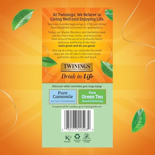 Twinings Pure Peppermint Caffeine-Free Tea Bags, 50 CT Box (6 Pack)