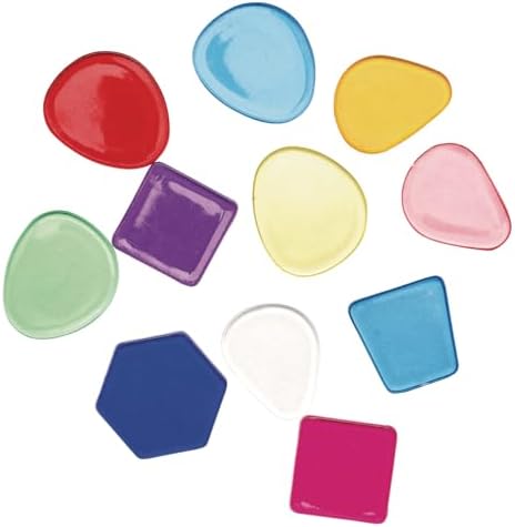 Colorations Plastic Translucent Multi-Color Geometric Shapes, 1 Pound | Ages 4+, PreK+, 1" Each, 1 lb Resealable Bag for Decorating Arts & Crafts, Learning, & Light Tables