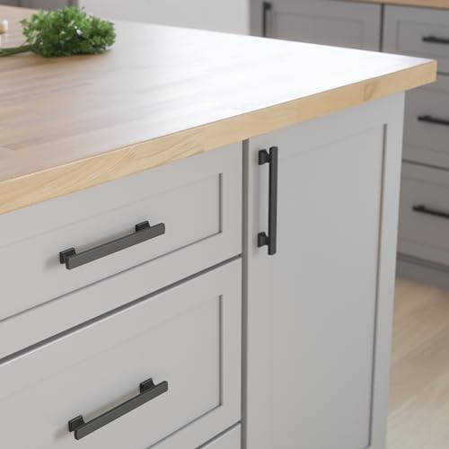 Franklin Brass 10 Pack Matte Black Cabinet Handles 5-1/16 inch (128mm) Kitchen Cabinet Handles and Drawer Pulls for Cupboards and Dressers | Tiered Foot
