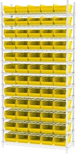 Akro-Mils 30130 Heavy Duty Plastic Shelf Bins, 12"x 6.5"x 4", Yellow, 12-Pk