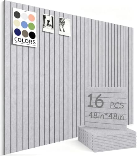 48" x 48" Cork Board Alternative, 16 Pack Felt Bulletin Board Tiles with 30 Adhesive Tabs Wall Push Pin Board for Office Classroom Bedroom Decor