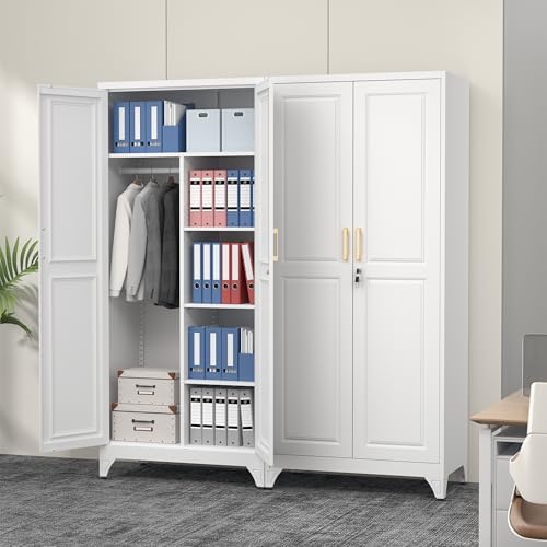 Polup 71" Tall Metal Armoire Wardrobe Closet with Doors and Lock