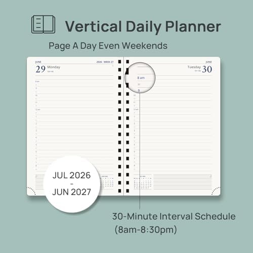 POPRUN Daily Planner 2026-2027 One Page Per Day, Calendar Book 6" x 8.5"