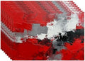 Batmerry Abstract Oil Painting Linen Placemats Set of 8, Art Red Grey Scarlet Modern Artwork Washable Table Mats for Kitchen Table Thickened Heat Insulation Dining Set Indoor Outdoor 12X18 in