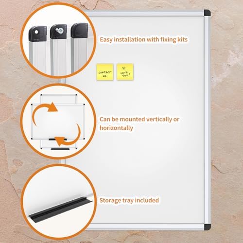 VIZ-PRO Magnetic Dry Erase Board, 24 X 18 Inches, Silver Aluminium Frame