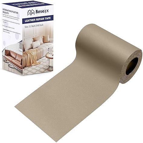 Leather Repair Patch Tape Kit, Self Adhesive Leather Repair for Furniture, Couch, Sofa, Car Seats,Office Chair,Vinyl Repair Kit.3.1inx60in